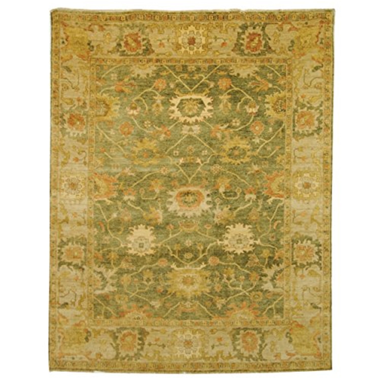 Traditional Rug - Oushak Wool Pile -Green/Beige-Color:Green/Beige ...