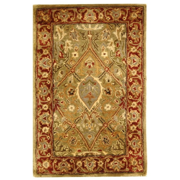 Traditional Rug - Persian Legend New Zealand Wool -Light Green/Rust-Color:Light Green/Rust,Design:Traditional,Shape:Accent,Size:3'L x 2' W