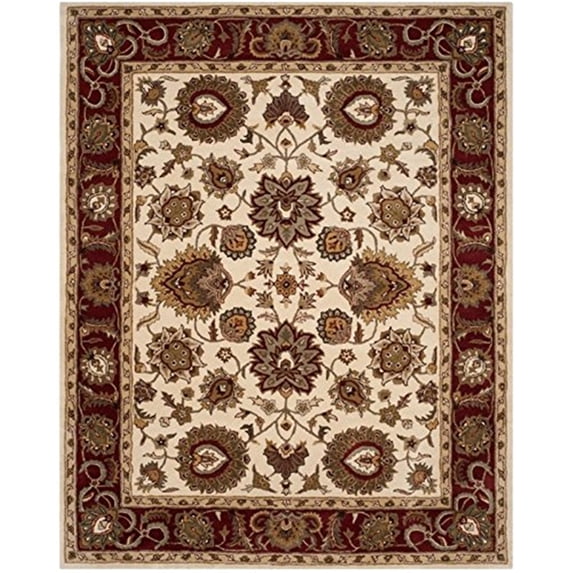 Traditional Rug - Royalty Wool Pile -Ivory/Red-Color:Ivory/Red,Design:Traditional,Shape:Large Rectangle,Size:10'L x 8'W