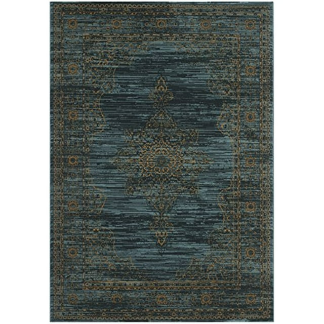 Traditional Rug - Serenity Polypropylene -Turquoise/Gold Style-A-Color:Turquoise/Gold,Design:Traditional,Shape:Small Rectangle,Size:6'L x 4'W