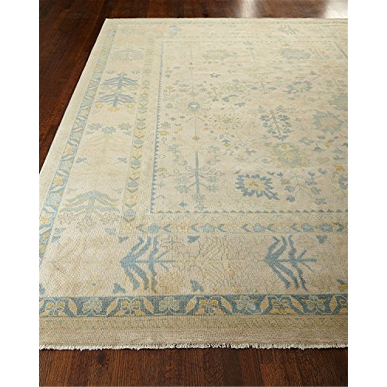 Ivory Hand-Knotted Wool Rectangular 10' x 14' Area Rug
