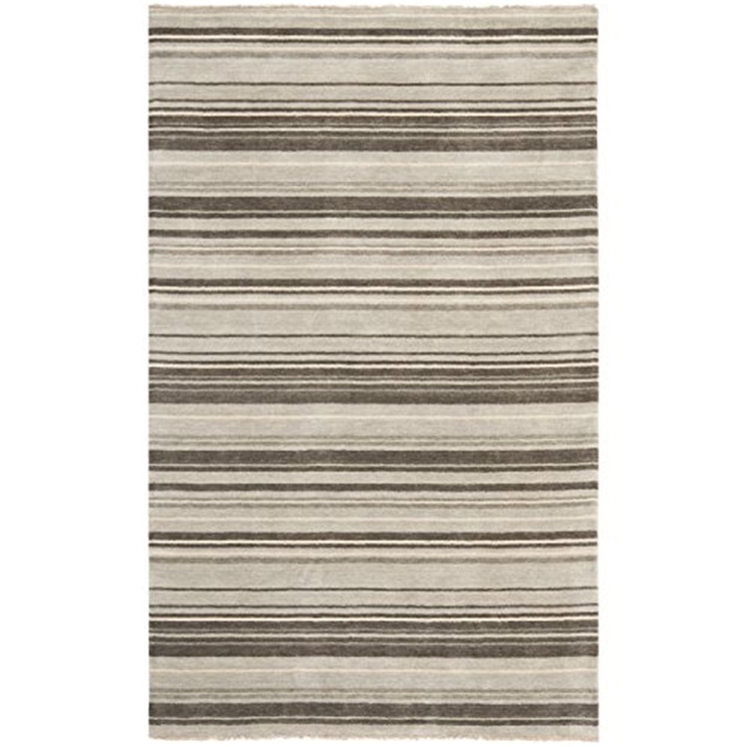Gray Hand-Knotted Wool and Viscose 4' x 6' Rug