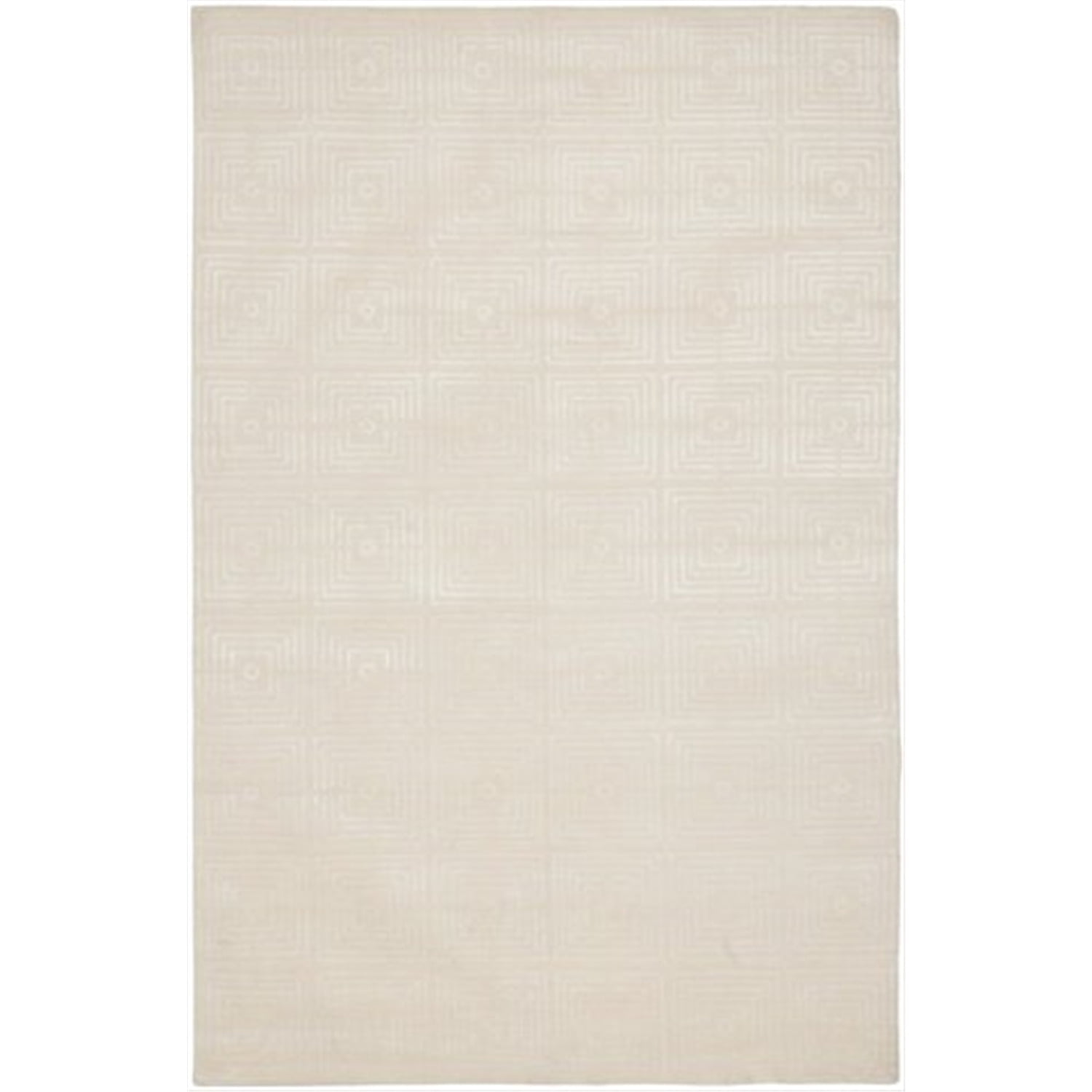 Ivory Geometric Hand-Knotted Wool & Viscose Area Rug - 9' x 12'