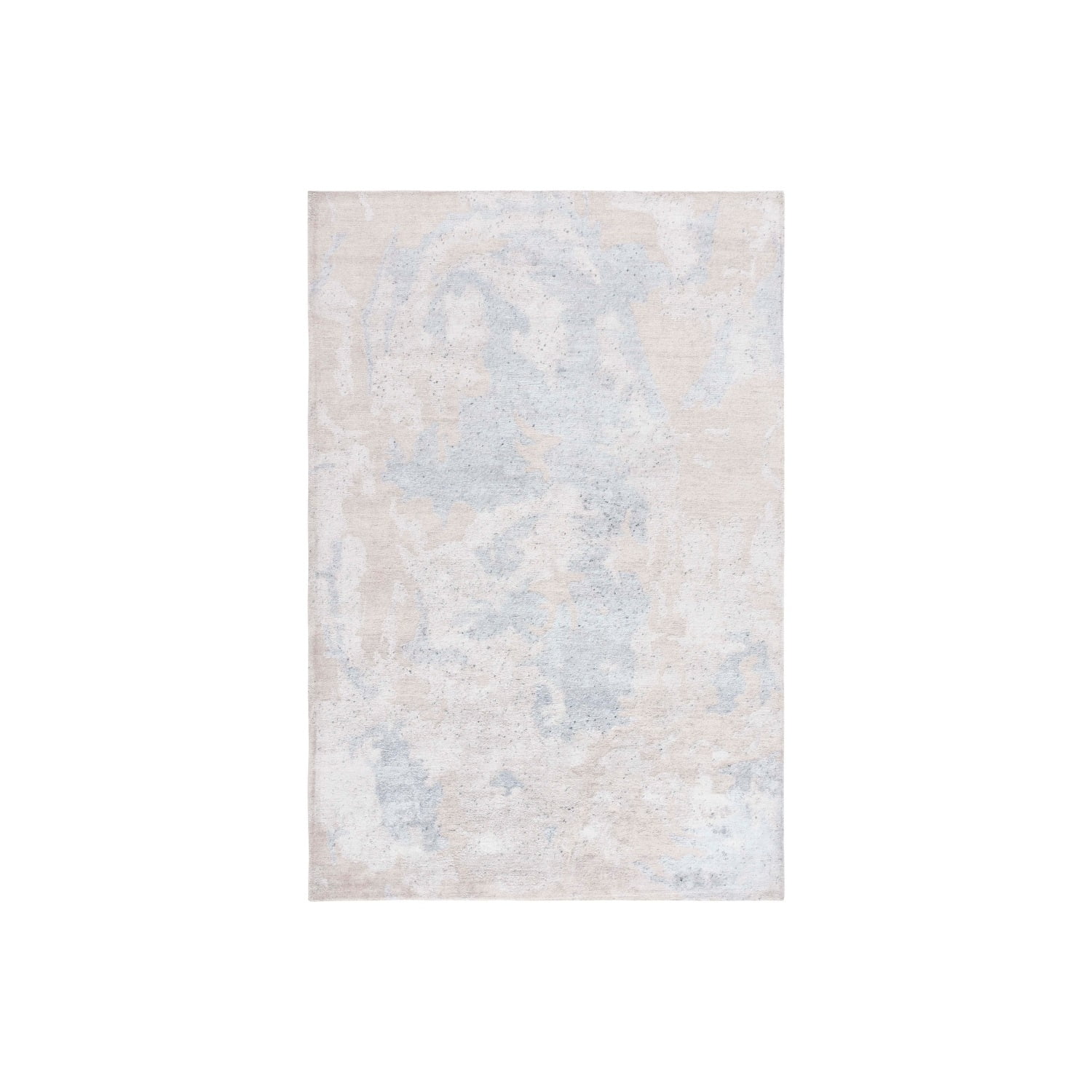 Light Blue Hand-Knotted Wool and Viscose Geometric Rug, 9' x 12'