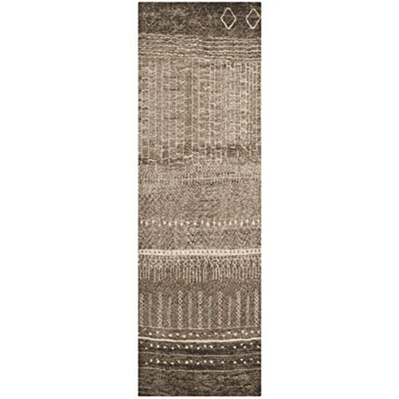 Traditional Rug - Tunisia Polypropylene -Brown Style-B-Color:Brown,Design:Traditional,Shape:Runner,Size:12'L x 2' 6''W