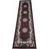 Traditional Runner Burgundy & Green Design D123 (2 Feet X 7 Feet)