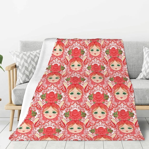 Traditional Russian Nesting Doll Bed Blanket Ultra Soft Throw Blanket All Season Warm Light Weight Cozy Plush Blankets for Home Bedroom Sofa Chair Travel, 40"X30"