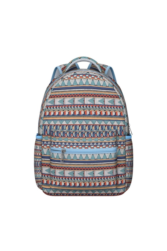 Traditional Rustic Home Decor Inspired School Backpack with Ethnic and Bohemian Style Patterns, Durable Waterproof Material, Adjustable Straps, Large Capacity Artistic Bag for Student