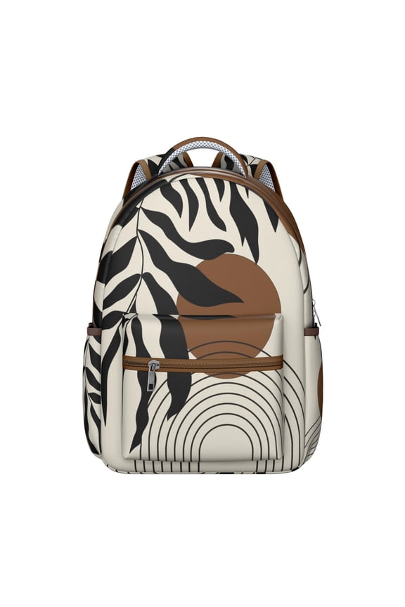 Traditional Rustic Home Decor Inspired School Backpack with Ethnic and Bohemian Style Patterns, Durable Waterproof Material, Adjustable Straps, Large Capacity Artistic Bag for Student