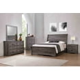 thumbnail image 1 of Traditional Rustic Style 5pc King Size Bed Dresser Mirror Nightstand Set Bedroom Wooden Furniture Gray Finish, 1 of 5
