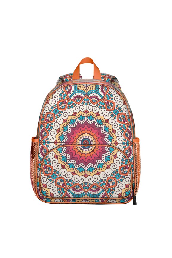 Traditional Sacred Mandala Adjustable Backpack - Waterproof & Durable Student Daypack with Side Pockets