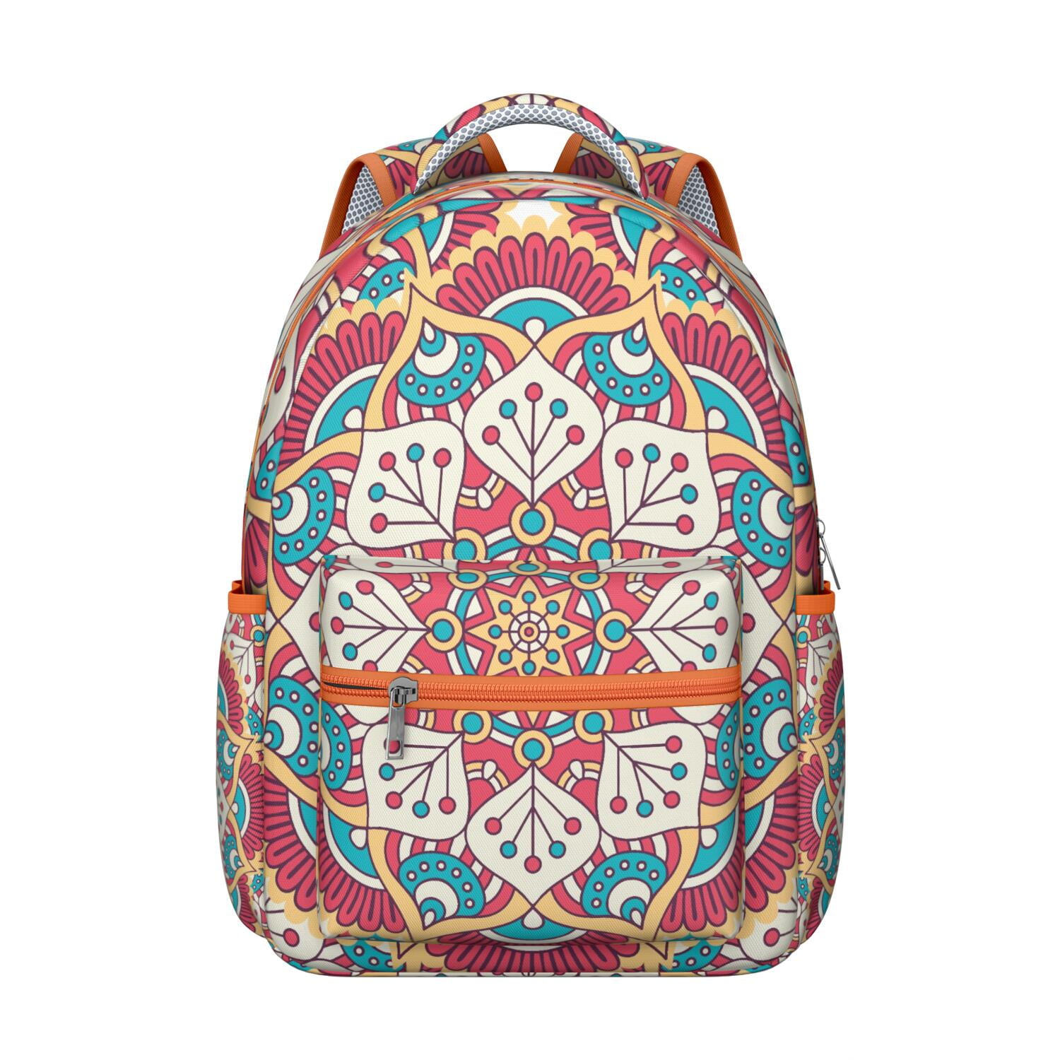 Chula Backpack Red Mandala‎ Pattern Abstract Ornamental Mandala Students Backpack Lightweight  main image 2