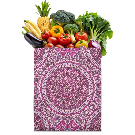 Traditional Sacred Spiritual Mandala Foldable Grocery Bag - Eco-Friendly Washable Tote for Students