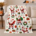 thumbnail image 1 of Traditional Santa Holiday Repeating Pattern Retro Cartoon Cheerful, Festive Holiday Scene, Warm Flannel Blanket for Living Room and Family Room, Art Lovers Christmas Gift, Festive Home Decor, 1 of 8
