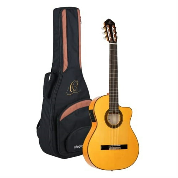 Traditional Series - Made in Spain Flamenco Solid Top Thinline Acoustic-Electric Classical Guitar with Bag