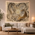 thumbnail image 1 of Traditional Serpentine Dragon with Tiger Facing Each Other, Mystical Fantasy for Space Lovers, Galaxy Room Decor, Housewarming Gift, Tapestry Wall Hanging for Bedroom and Dorm, 1 of 7