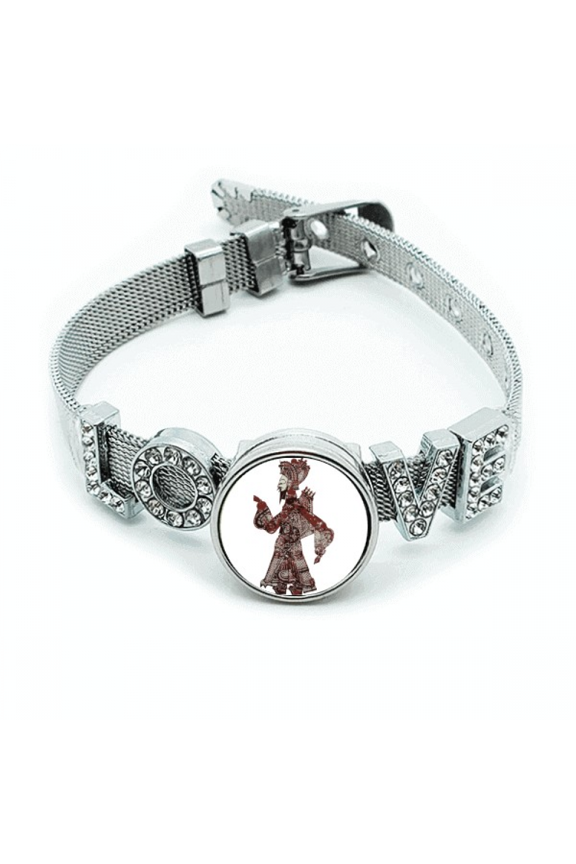 Traditional Shadow Play Man Walk Bracelet Wristband Crystal Love Adjustable Bangle