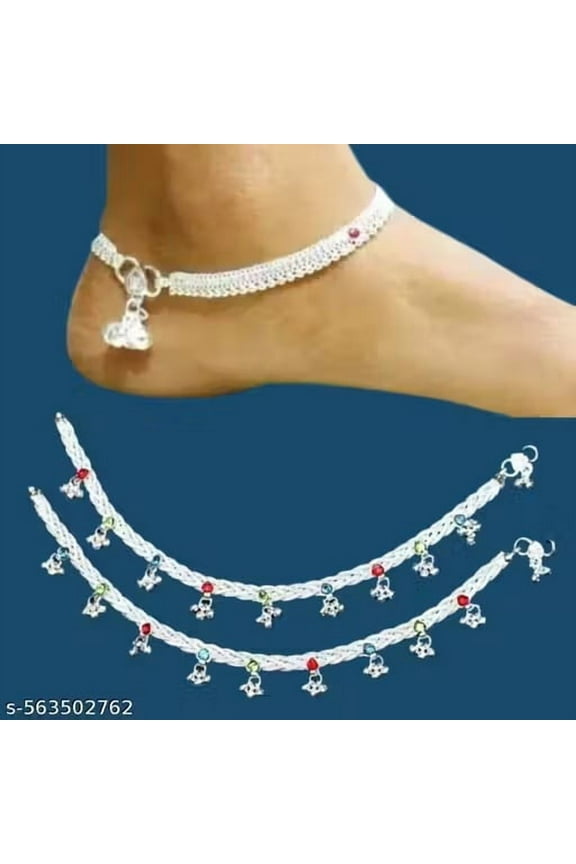 Traditional Silver-Plated Payal for Women Anklet Pajeb for Wedding, Festive & Daily Wear