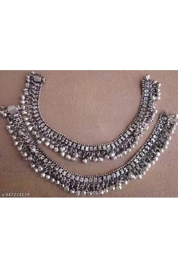 Traditional Silver-Plated Payal for Women Anklet Pajeb for Wedding, Festive & Daily Wear