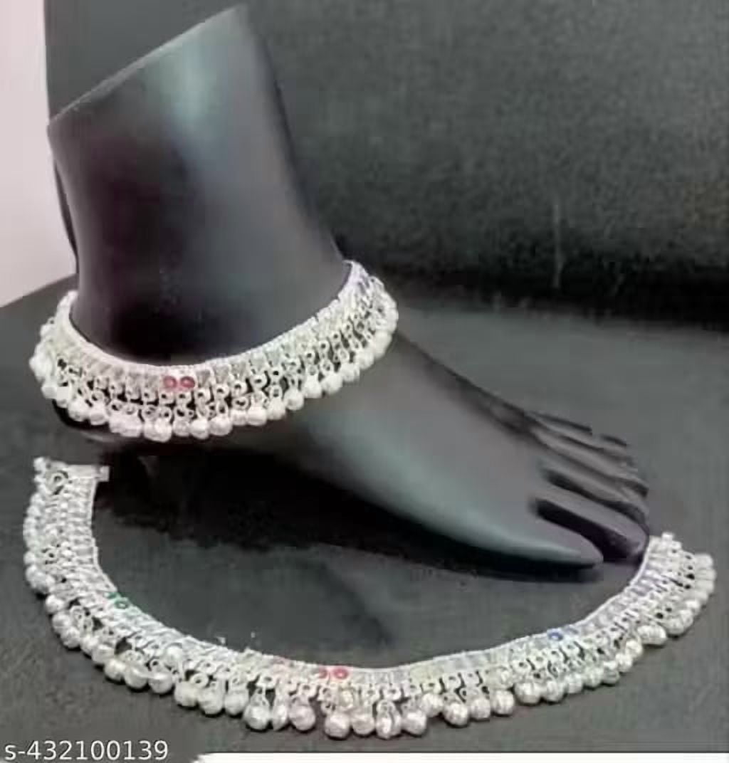 Traditional Silver-Plated Payal for Women Anklet Pajeb for Wedding, Festive & Daily Wear