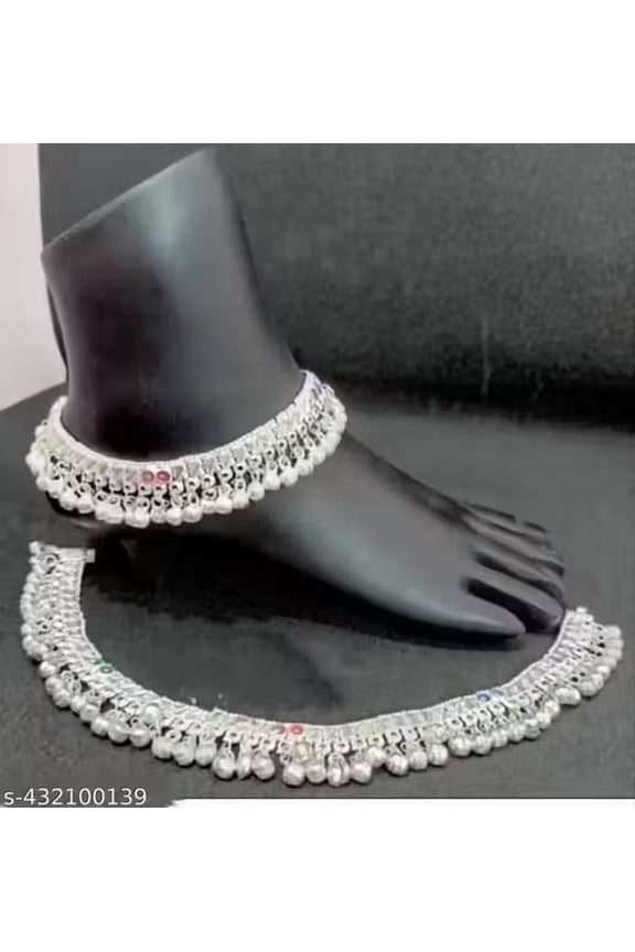 Traditional Silver-Plated Payal for Women Anklet Pajeb for Wedding, Festive & Daily Wear