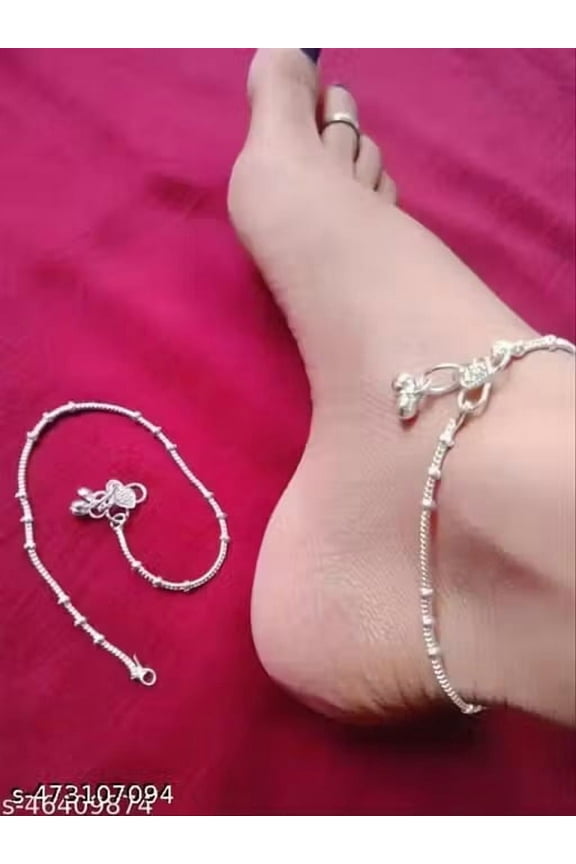 Traditional Silver-Plated Payal for Women Anklet Pajeb for Wedding, Festive & Daily Wear
