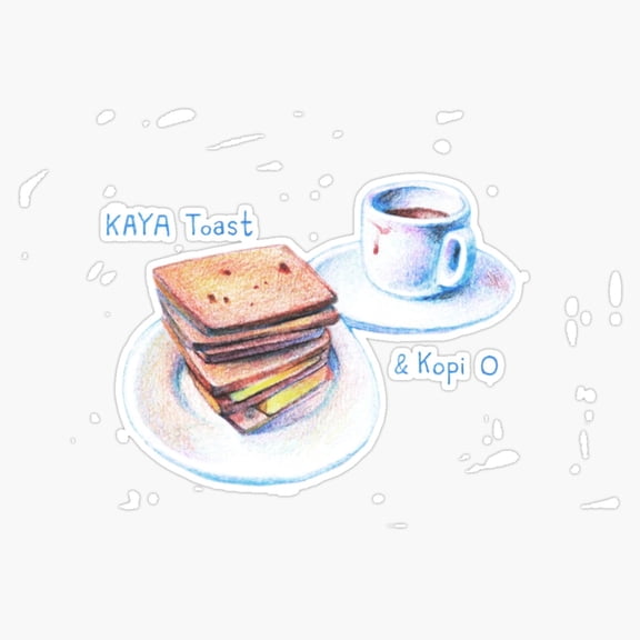Traditional Singapore Breakfast Kaya Toast and Rich Creamy Kopi O Coffee Cup Decal For Tumbler Sticker