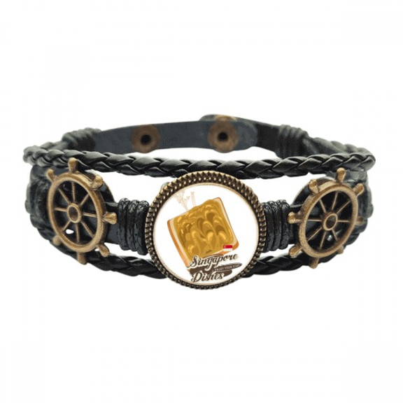 Traditional Singapore Kaya Toast Leather Braided Ocean Bracelet Wristband