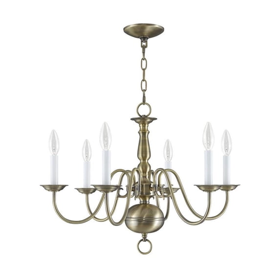 Traditional Six Light Chandelier-Antique Brass Finish Bailey Street Home 218-Bel-732103
