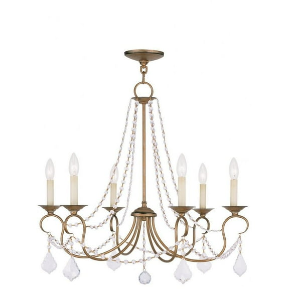 Traditional Six Light Chandelier-Antique Gold Leaf Finish Bailey Street Home 218-Bel-1119955