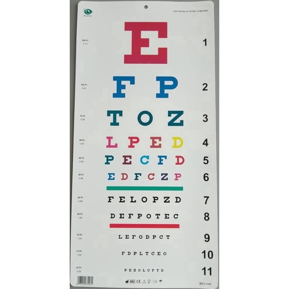 BASCH Traditional Snellen Colour Distance Vision Eye 20 Feet