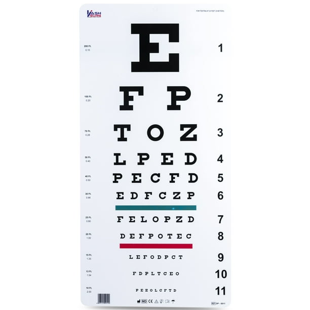 Traditional Snellen Eye Chart with Red Green Bar Visual Acuity Test 6m / 20ft - Walmart Business Supplies traditional-snellen-eye-chart-with-red-green-bar-visual-acuity-test-6m-20ft-walmart-business-supplies