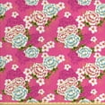 thumbnail image 1 of Ambesonne Floral Fabric by the Yard Upholstery, Taiwan Hakka Culture, 3 Yards, Pink Blue Green, 1 of 4