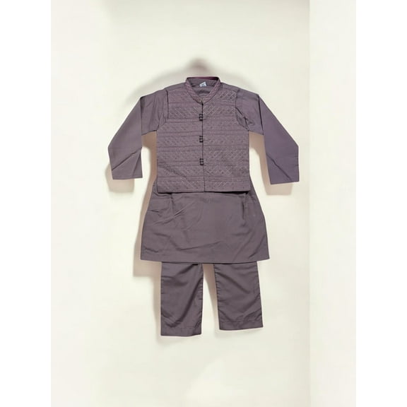 Traditional Soft Cotton Kurta, Pajama and Coat Set for Boys, Cultural Wear, 212