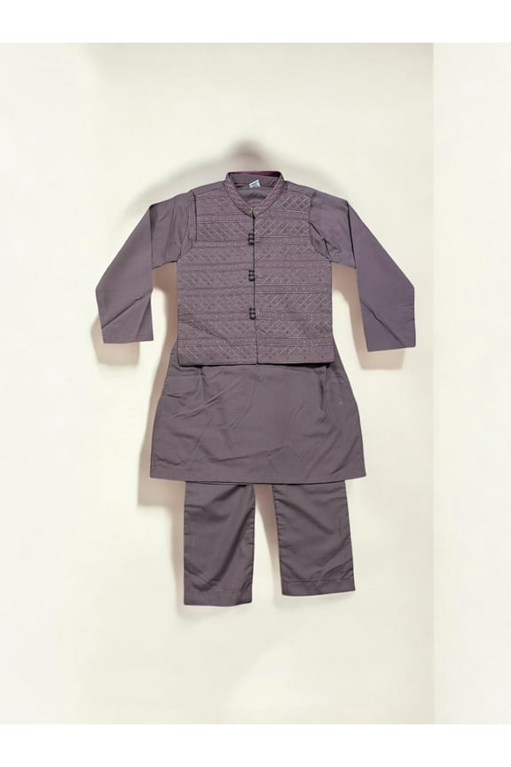 Traditional Soft Cotton Kurta, Pajama and Coat Set for Boys, Cultural Wear, 212