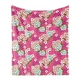 thumbnail image 1 of Traditional Soft Flannel Fleece Blanket, Vivid Botanical Pattern from Taiwan Hakka Culture with Peony and Hibiscus, Cozy Plush for Indoor and Outdoor Use, 50" x 70", Pink Blue Green, by Ambesonne, 1 of 5