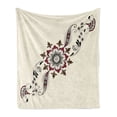 thumbnail image 1 of Traditional Soft Flannel Fleece Throw Blanket, Colorful Floral Pattern Arrangement Nature Inspired Abstract, Cozy Plush for Indoor and Outdoor Use, 50" x 70", Maroon Black and Brown, by Ambesonne, 1 of 5