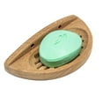 thumbnail image 1 of Traditional Solid Teak Wall Mount Oval Soap Dish, Brown, 1 of 1
