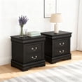 thumbnail image 1 of Leovanni Solid Wood Nightstand Set of 2, End Table with Drawers and Metal Handles, No Assembly Required, For Bedroom, Living Room, Adult, Black, 1 of 10