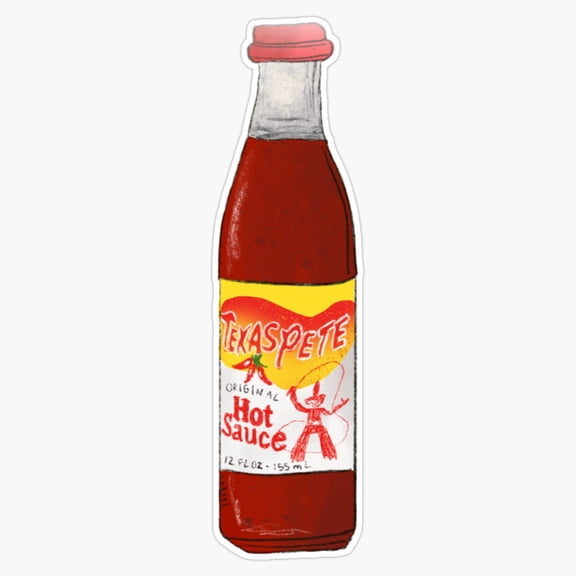 Traditional Southern Style Texas Pete Aged Red Chili Hot Pepper Sauce Decal For Cooler Bag Sticker
