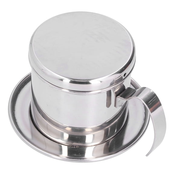 Traditional Stainless Steel Reusable Vietnamese Coffee Drip Filter Maker Pot (4.9 x 4.1 in / 12.5 x 10.4 cm), Single Cup Large Capacity Coffee Dripper Brewer for Home and Coffee Shop