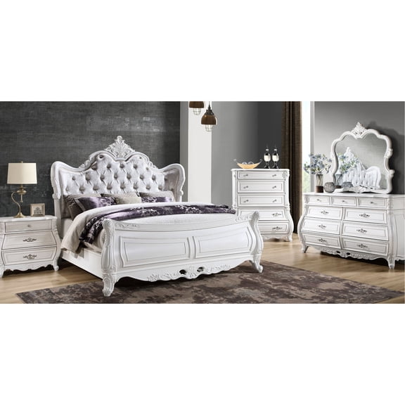 Traditional Style 5-piece Queen Bedroom Set with Intricate Carvings for Elegant Bedroom Decor