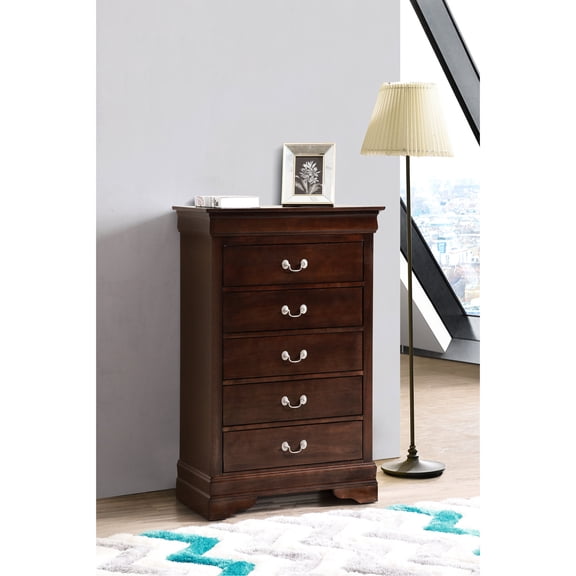 Traditional Style Bedroom Chest Furniture | Carved Bases and Curved Mouldings for a Rich Look | English Dovetailed Drawers for Added Sturdiness | Metal Hardware for Resistance to Tarnish