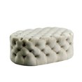 thumbnail image 1 of Benzara Traditional Style Flannelette Upholstered Oval Button Tufted Wooden Ottoman, Beige, 1 of 5