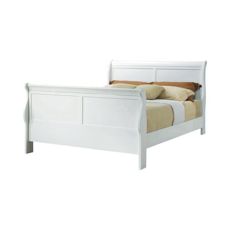 Traditional Style Full Size Wooden Bed with Bevelled Edges White - Saltoro Sherpi
