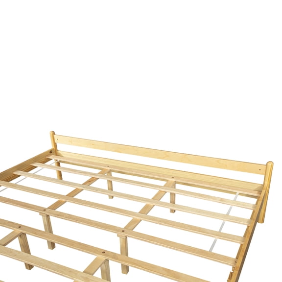 Traditional Style King Size Bed with Headboard and Footboard, Pinewood Bed with Strengthened Bed Frame,Natural