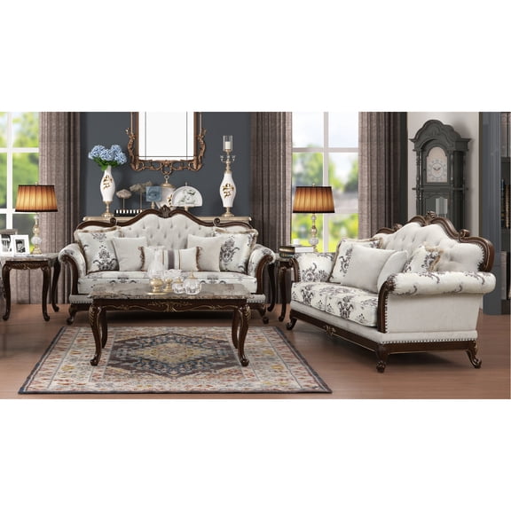Traditional Style Living Room Set with Floral Patterns / Enhance Living Space with Elegance