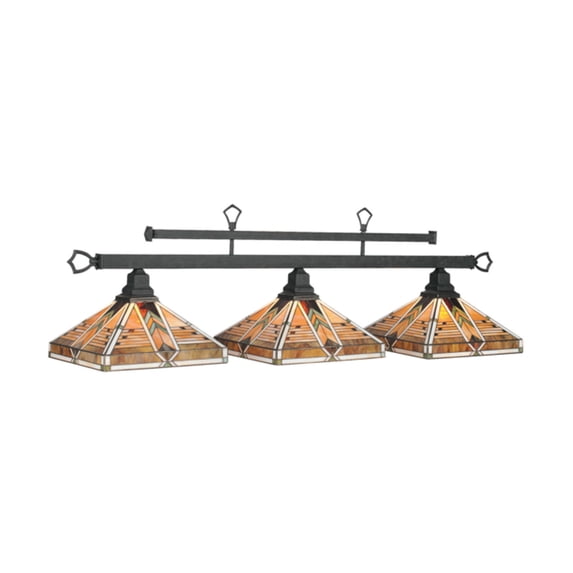 Traditional Style Melbourne 3-Light Billiard Light - Matte Black