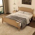 thumbnail image 1 of Traditional Style Rattan King Size Platform Bed Frame, Wooden Bed Frame with Rattan Headboard and Footboard, No Box Spring Needed, Easy Assembly, 1 of 8