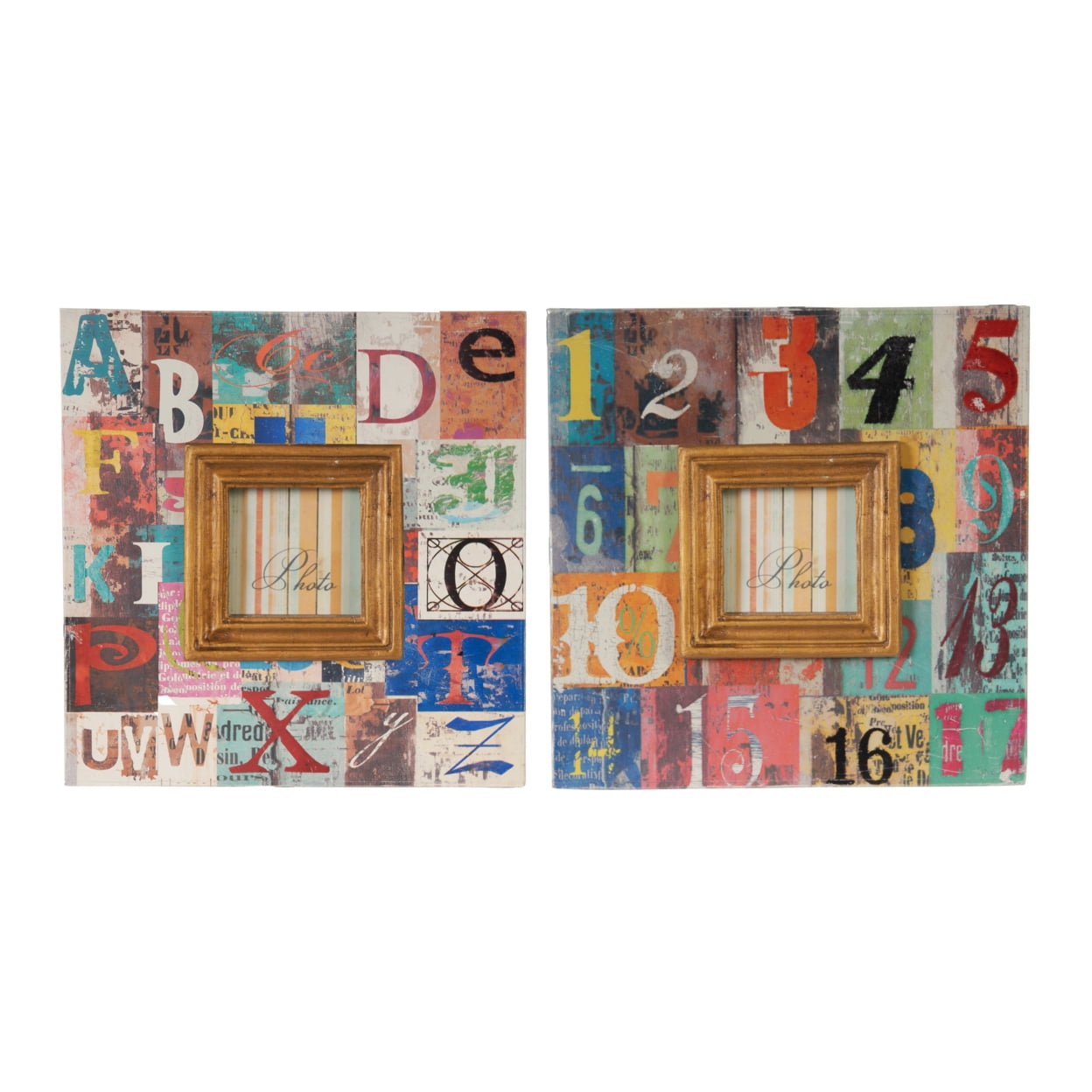 Traditional Style Square Wooden Photo Frames, Large, Set of 2, Brown ...